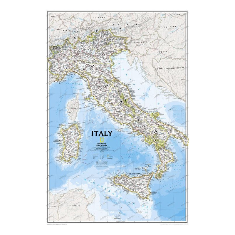 National Geographic Mapa Italy corkboard framed (silver)