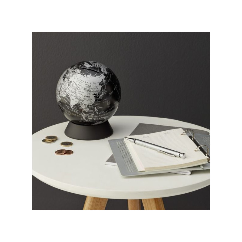 TROIKA Globo terráqueo Hucha Orion Negro Mate 14cm