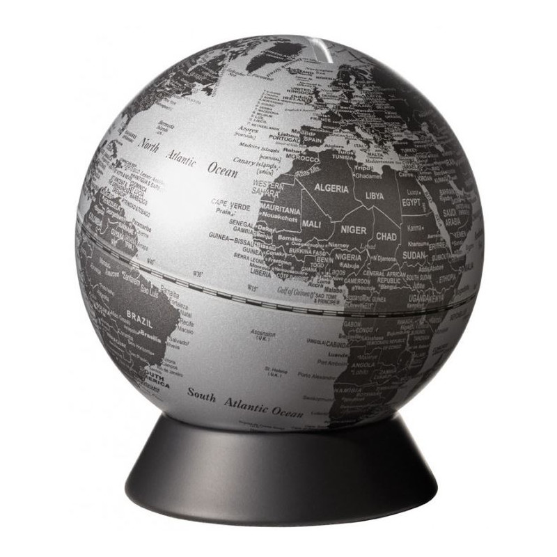 TROIKA Globo terráqueo Hucha Orion plata mate 14cm