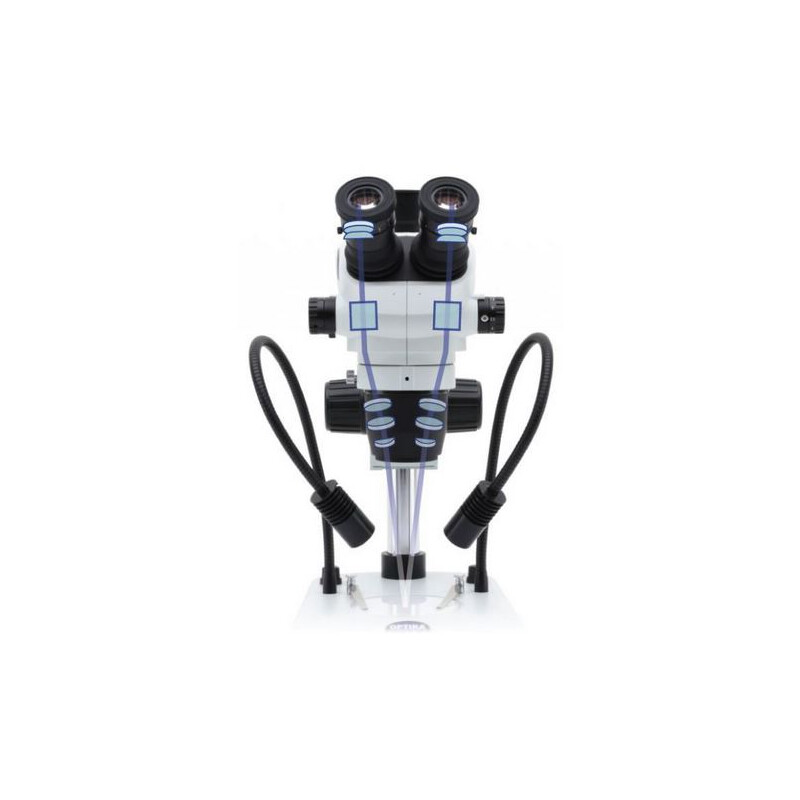 Optika Microscopio stereo zoom SZO-8 trino, 6.7-45x, überhängend, ohne Beleuchtung