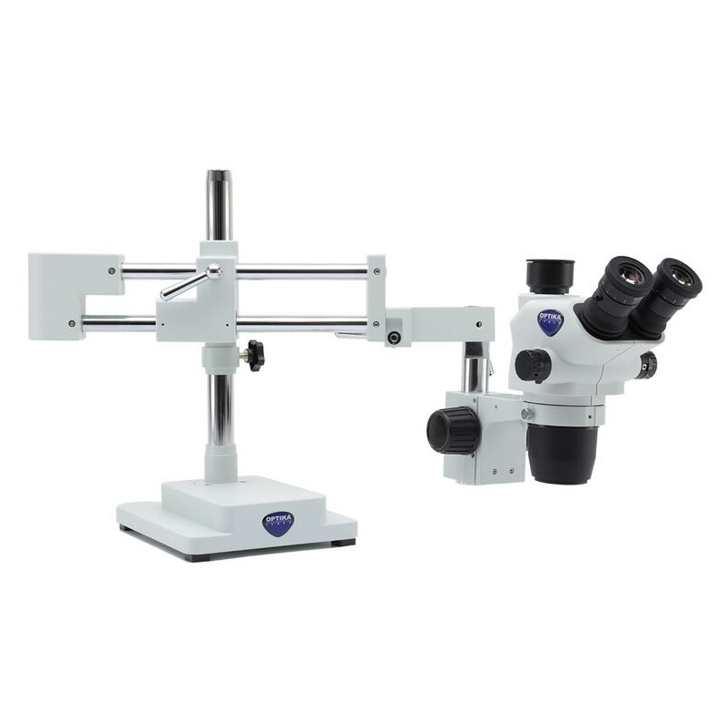 Optika Microscopio stereo zoom SZO-10, trino, 6,7-45x, en voladizo, AM Arms, sin Iluminación