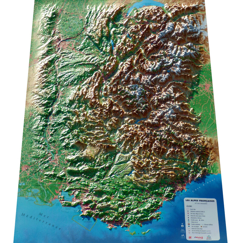 3Dmap Mapa regional Les Alpes Françaises et ses massifs alpins