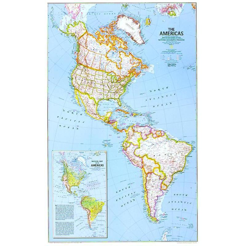 National Geographic Mapa continental de América del Norte y del Sur, político (laminado)