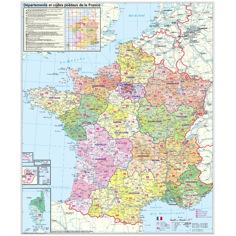 Stiefel Mapa France Postal Code Map (French)