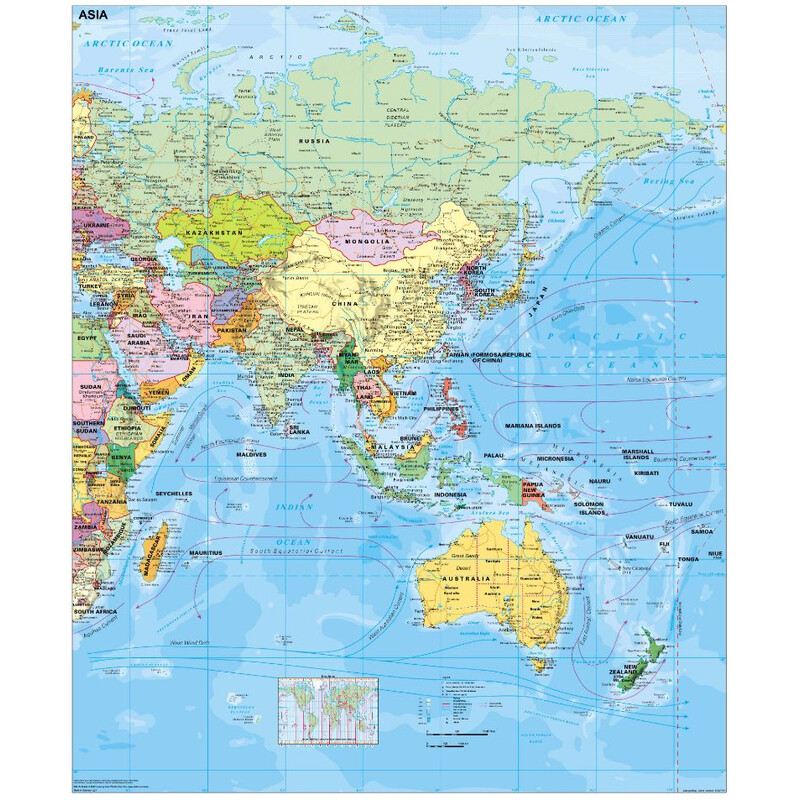 Stiefel Mapa continental Asia política (Inglés)