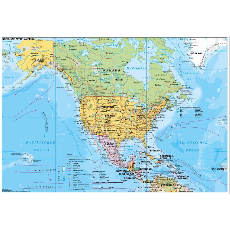 Stiefel Mapa continental Nord- und Mittelamerika politisch (137x89)