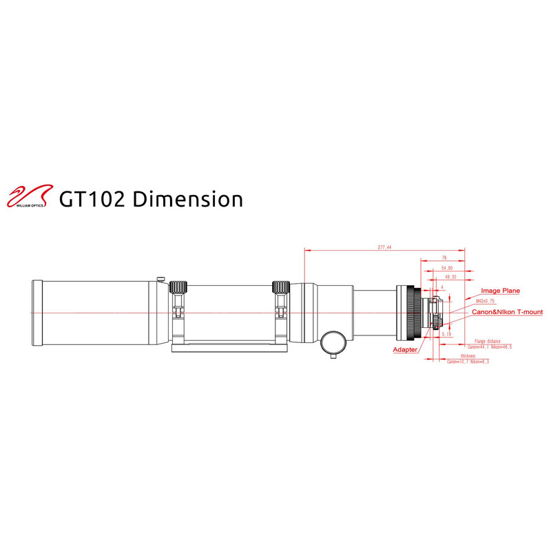 William Optics Refractor apocromático AP 102/703 Gran Turismo GT 102 OTA