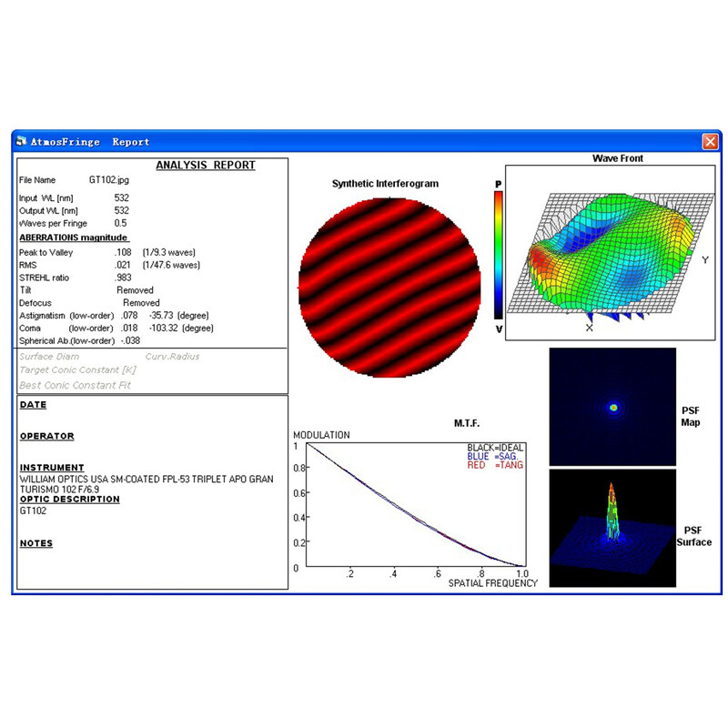 William Optics Refractor apocromático AP 102/703 Gran Turismo GT 102 OTA Set