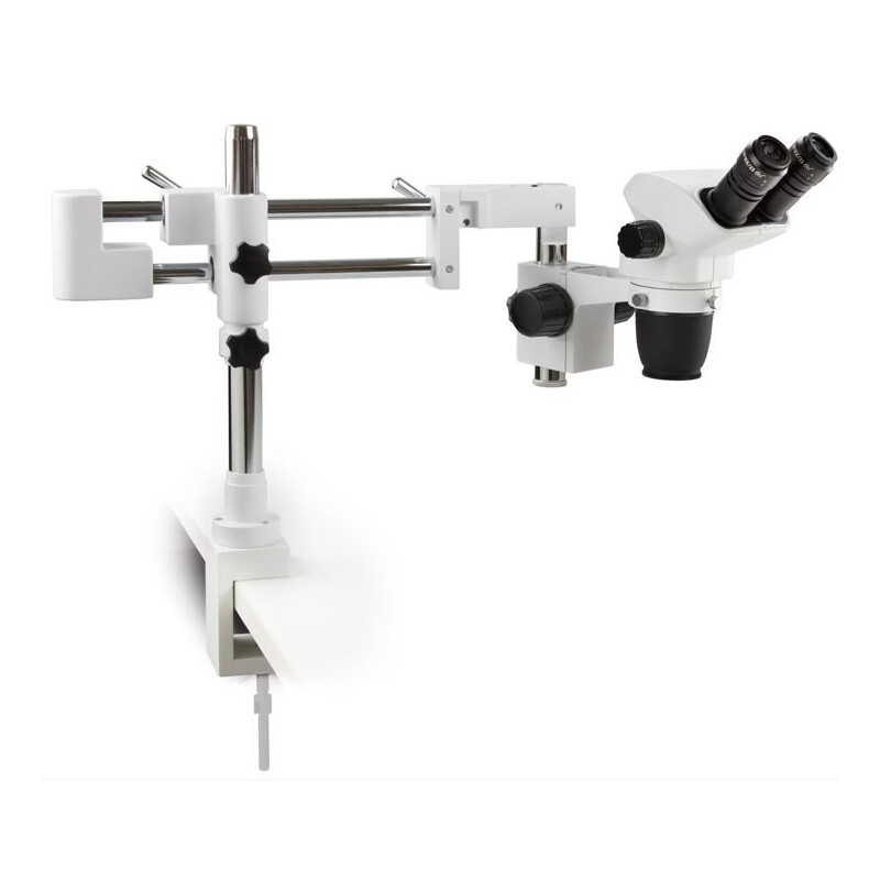 Euromex Microscopio stereo zoom NZ.1702-BC, 6,5-55x, doble brazo, pinza de mesa, bino