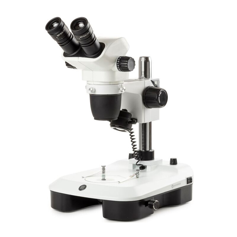 Euromex Microscopio stereo zoom NZ.1902-M, 6.7-45x, Säule,  Auf-u. Durchlicht, bino, Spiegel f. Dunkelfeld, Embryologie
