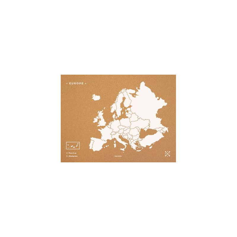 Miss Wood Mapa continental Woody Map Europa weiß 60x45cm