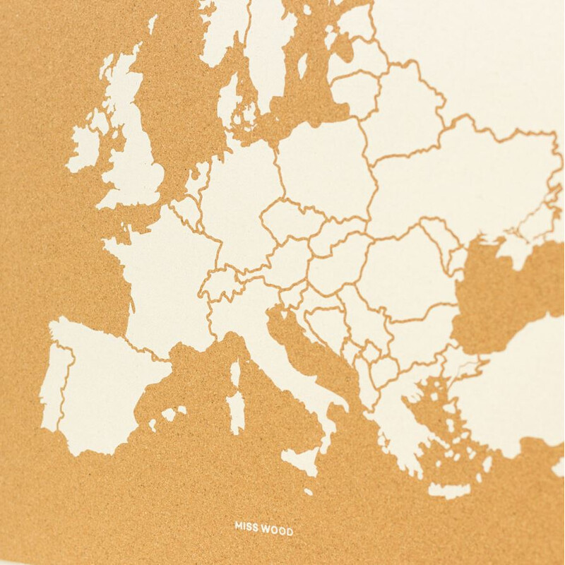 Miss Wood Mapa continental Woody Map Europa weiß 90x60cm