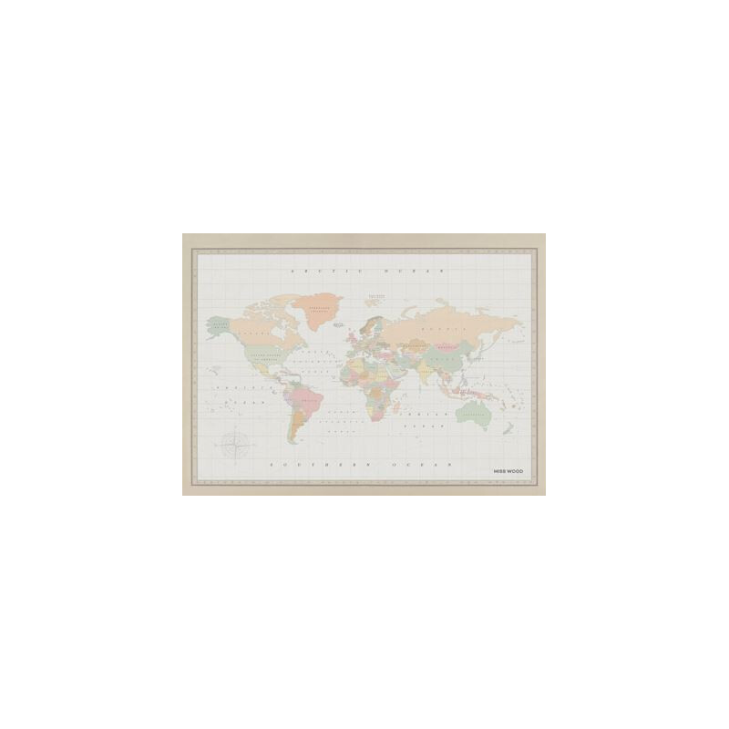 Miss Wood Mapamundi Woody Map Watercolor Colonial L