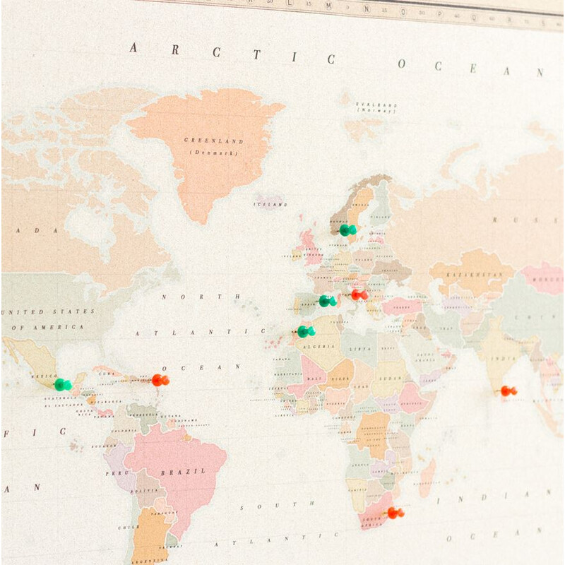 Miss Wood Mapamundi Woody Map Watercolor Colonial L