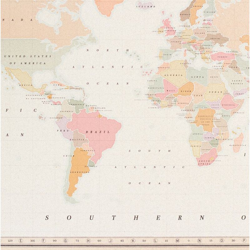 Miss Wood Mapamundi Woody Map Watercolor Colonial L