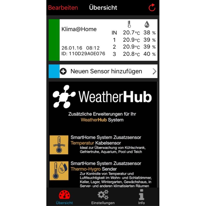 TFA Estación meteorológica Set de inicio WeatherHub con termohigrómetro inalámbrico