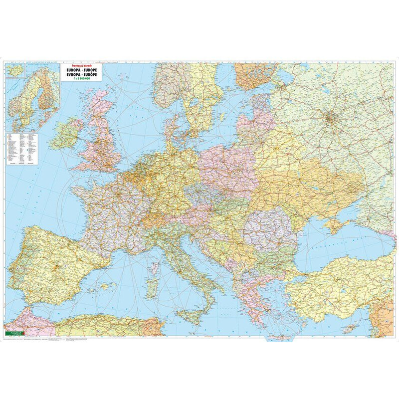 freytag & berndt Mapa continental Europe political with metal bars