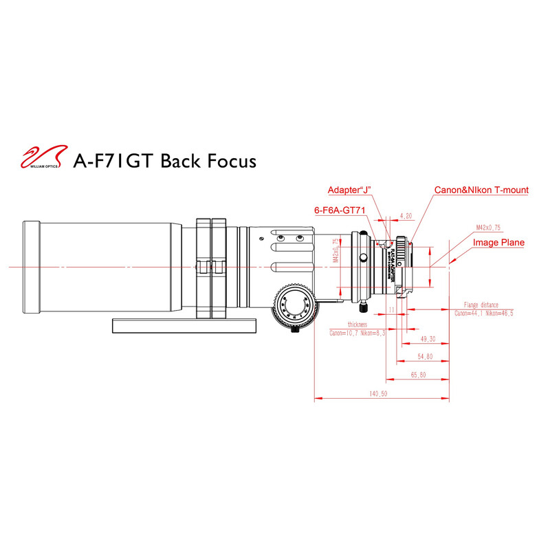 William Optics Refractor apocromático AP 71/420 Gran Turismo GT 71 OTA Guidescope-Set