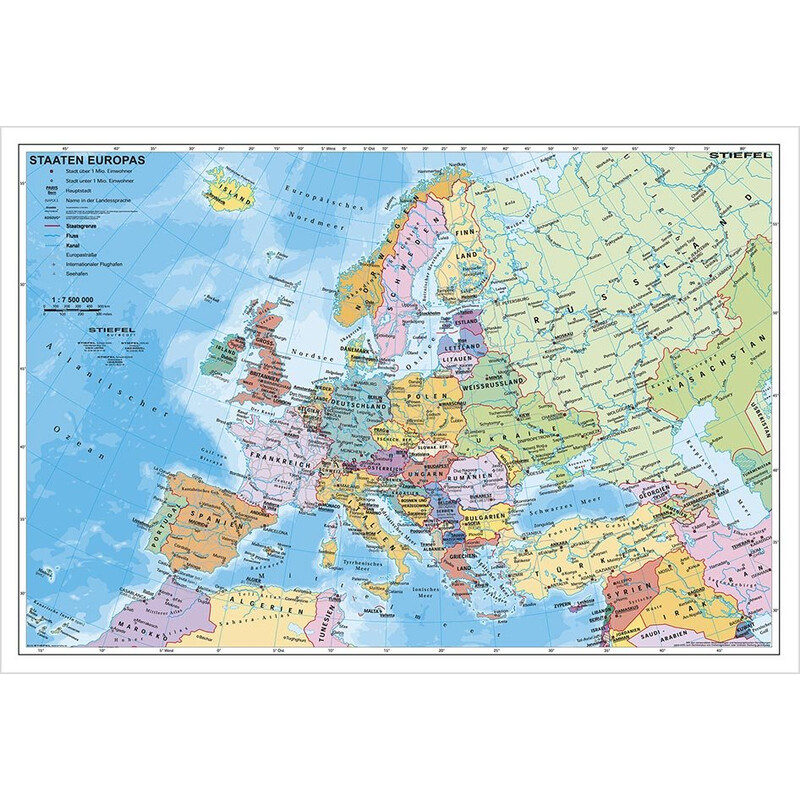 Stiefel Mapa de Europa. político