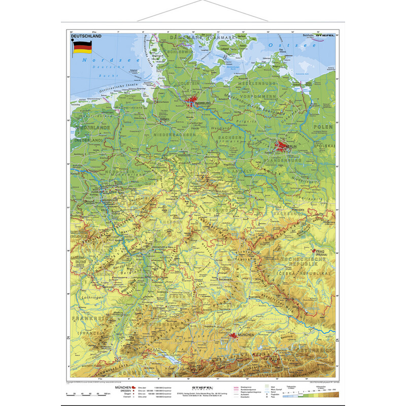 Stiefel Mapa Deutschland physisch (67 x 91 cm)