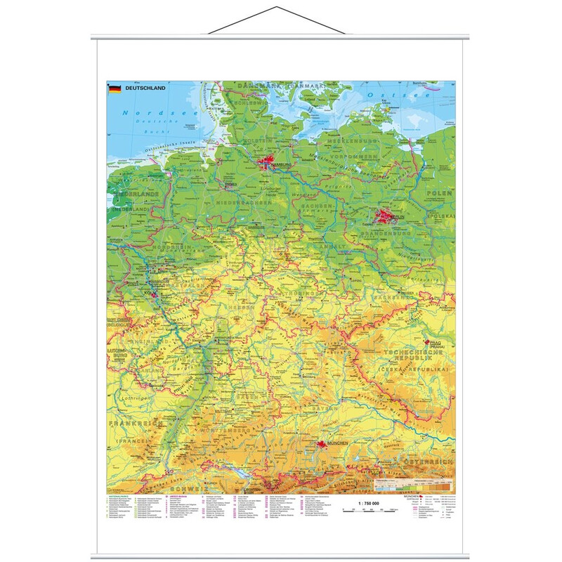 Stiefel Mapa Alemania con lugares declarados Patrimonio de la Humanidad por la UNESCO con barras de metal