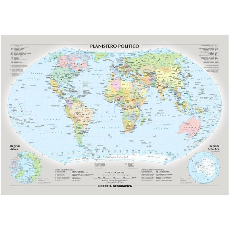 Libreria Geografica Mapamundi Planisfero fisico e politico