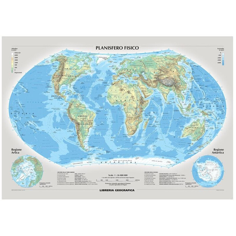 Libreria Geografica Mapamundi Planisfero fisico e politico