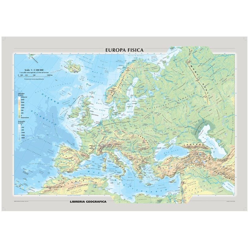 Libreria Geografica Mapa continental Europa fisica e politica