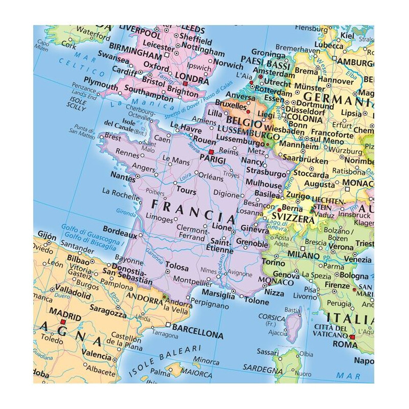 Libreria Geografica Mapa continental Europa fisica e politica