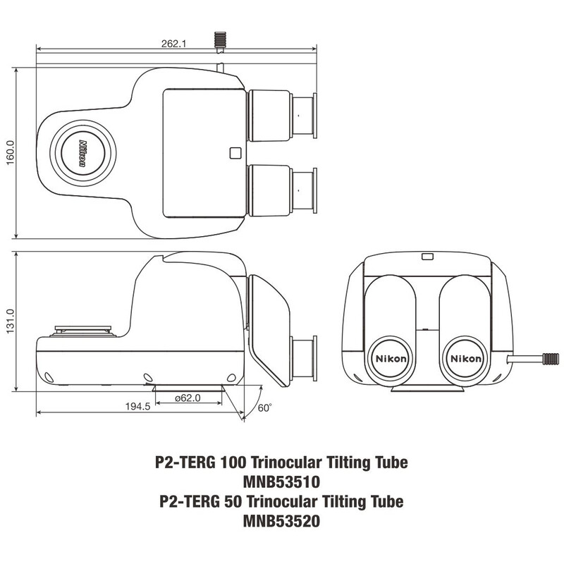 Nikon Cabazal estereo microsopio P2-TERG 100 trino ergo tube (100/0 : 0/100), 0-30°