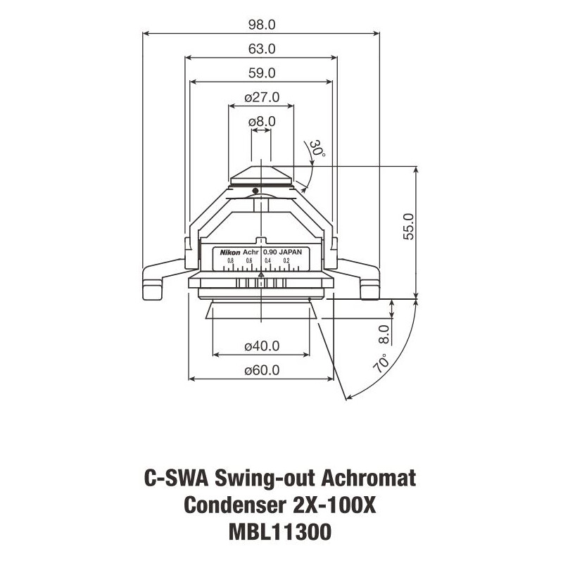 Nikon Condensador Achromat orientable 2-100x N.A. 0,90
