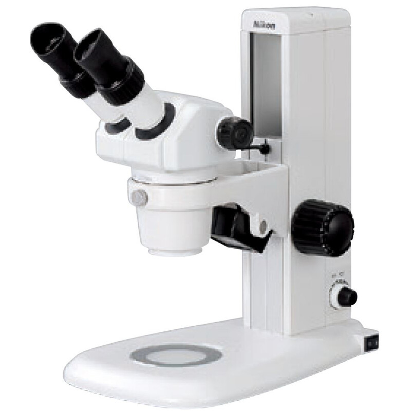 Nikon Microscopio stereo zoom SMZ445, bino, 0,8x-3,5x, 45°, FN21, W.D.100 mm, Luz incidente y transmitida, LED