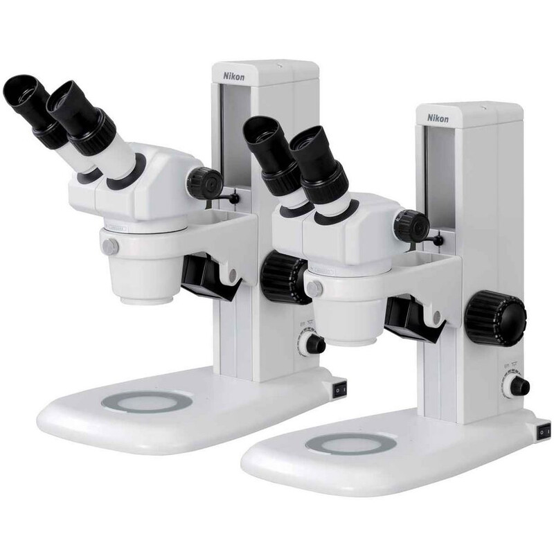 Nikon Microscopio stereo zoom SMZ445, bino, 0,8x-3,5x, 45°, FN21, W.D.100 mm, Luz incidente y transmitida, LED