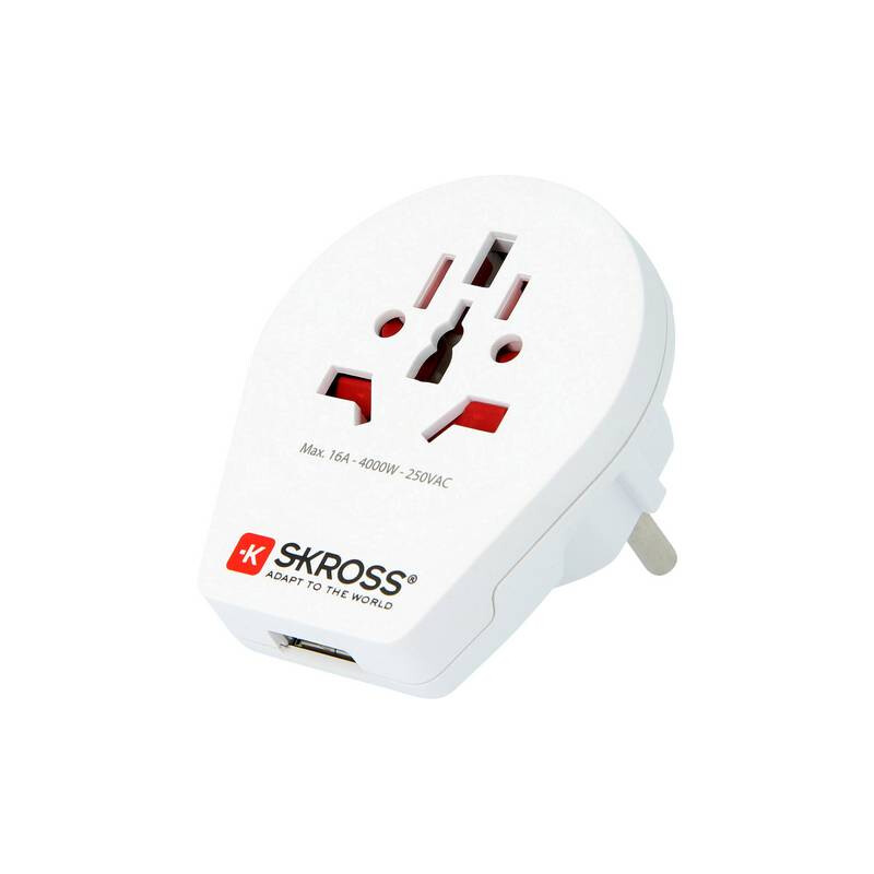 Skross Fuente energética Adaptador de viaje del mundo a Europe con USB