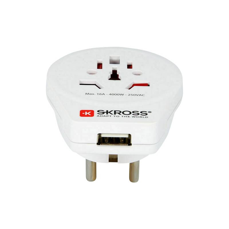 Skross Fuente energética Adaptador de viaje del mundo a Europe con USB