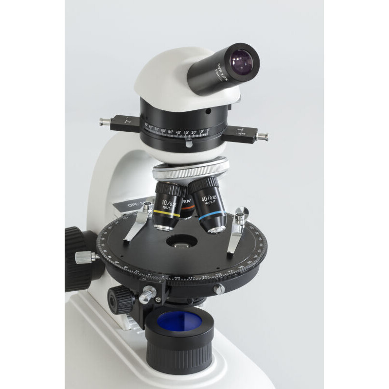 Kern Microscopio OPE 118, POL, mono, acro, 40x-400x, luz incidente, HAL, 20W