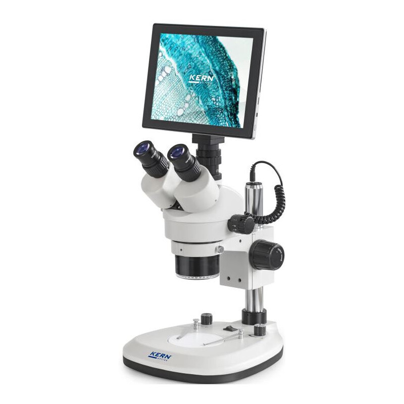 Kern Microscopio OZL 466C241, Greenough, Columna, 7-45x, 10x/20, Luz transmitida, 3W LED, Cámara anular 5MP, USB 2.0, HDMI, WiFi, Tablet