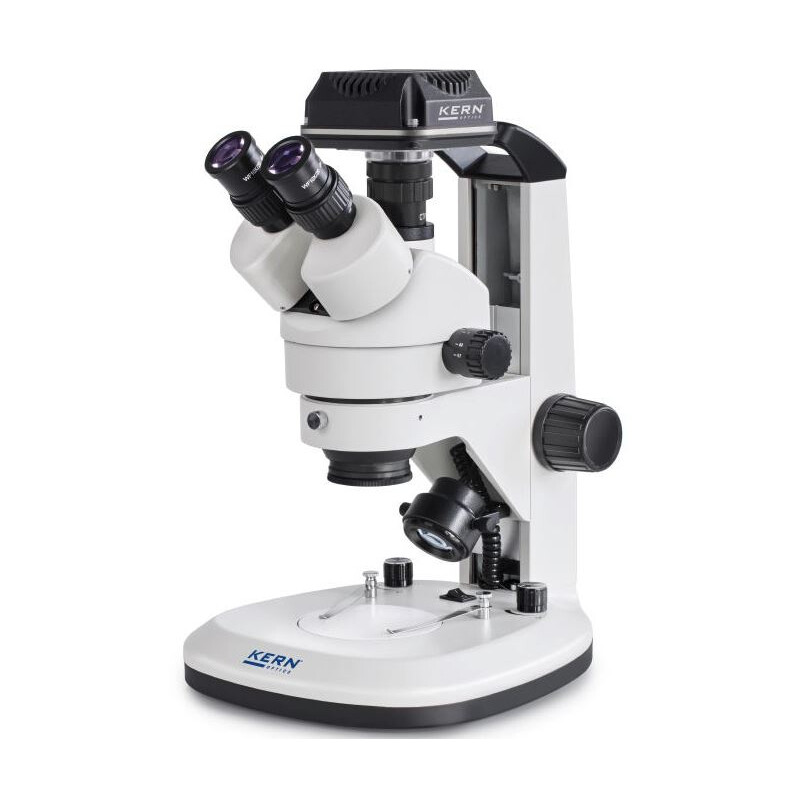 Kern Microscopio OZL 468C832, Greenough, Barra dentada, 7-45x, 10x/20, Luz transmitida, 3W LED, Cámara 5MP, USB 3.0