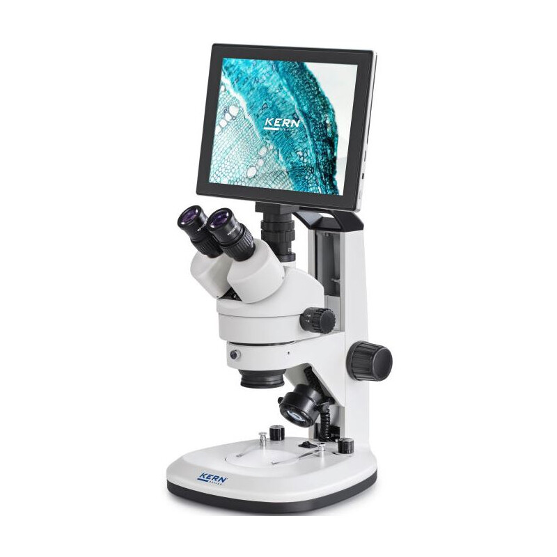 Kern Microscopio OZL 468T241 Greenough, Zahnstange, 7-45x, 10x/20, Auf-Durchlicht, 3W LED, Kamera 5MP, USB 2.0, HDMI, WiFi, Tablet