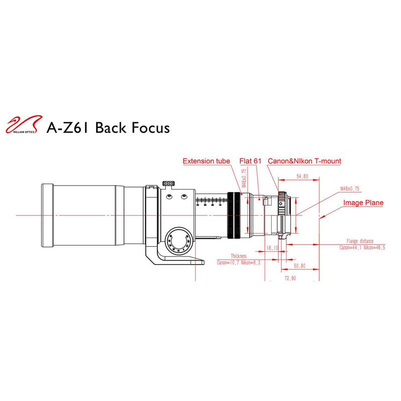 William Optics Refractor apocromático AP 61/360 ZenithStar ZS61 II OTA Guidescope-Set