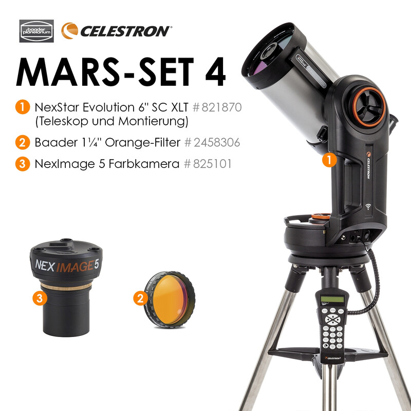 Celestron Telescopio Schmidt-Cassegrain SC 150/1500 NexStar Evolution 6 Mars-Set