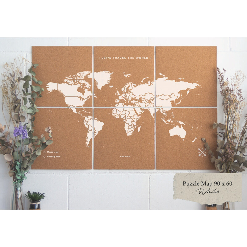 Miss Wood Mapamundi Puzzle Map XL - White