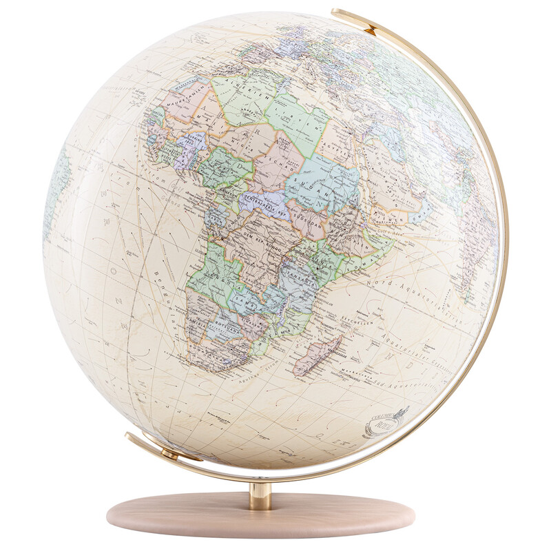 Columbus Globo terráqueo Royal 40 cm de cuero liso camel
