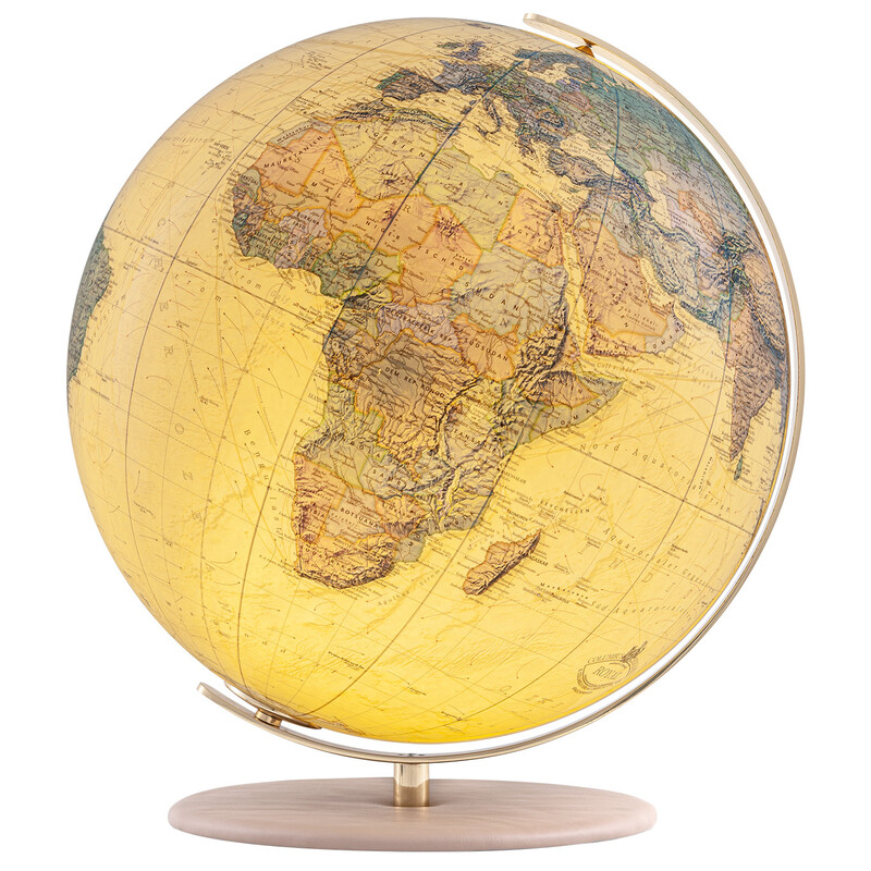 Columbus Globo terráqueo Royal 40 cm de cuero liso camel