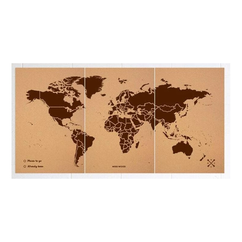 Miss Wood Mapamundi Woody Map Natural Cork XXXL brown