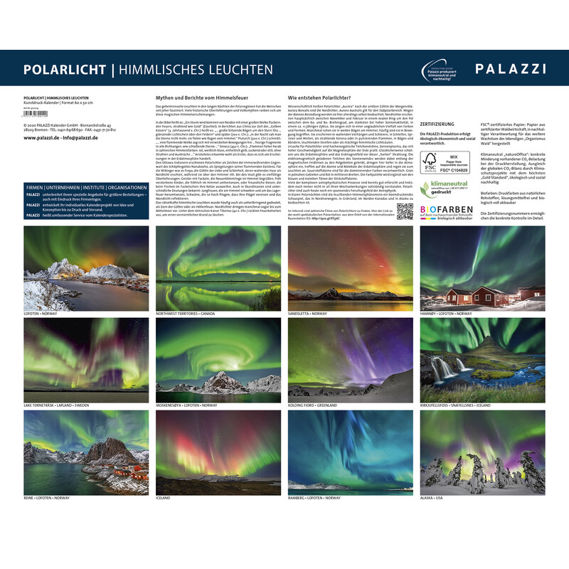 Palazzi Verlag Calendarios Aurora Boreal 2021