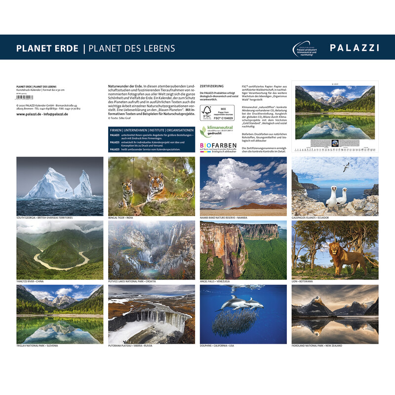 Palazzi Verlag Calendarios Planeta Erde 2021