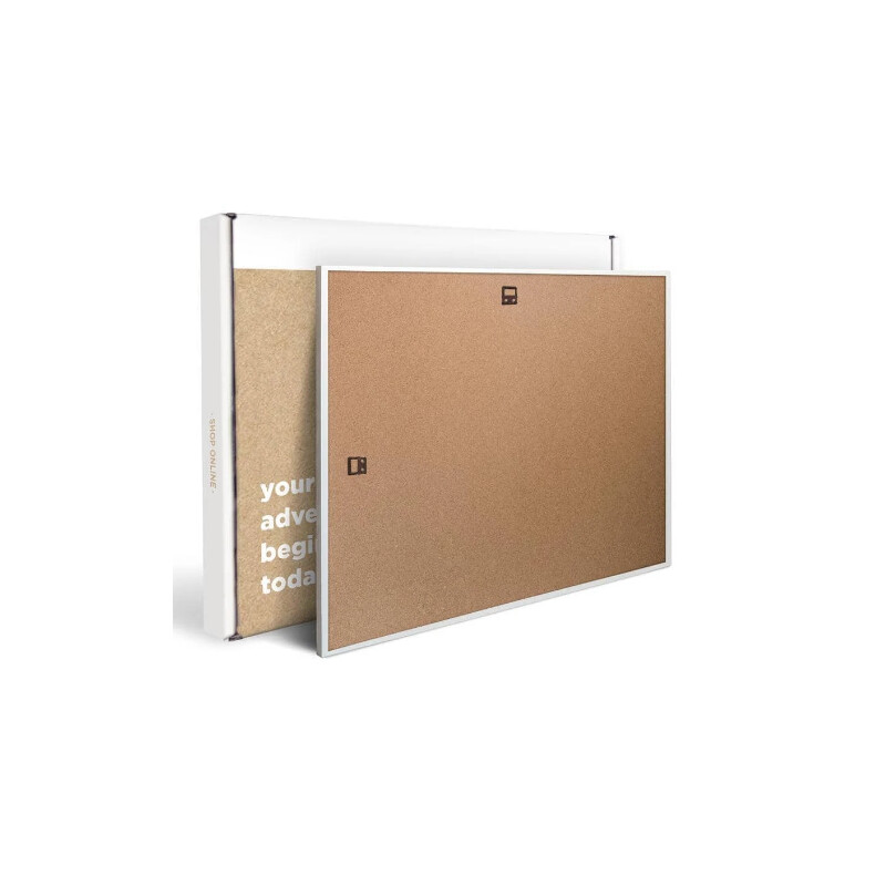 Miss Wood Mapa continental Woody Map Europa blanco 60x45cm enmarcado