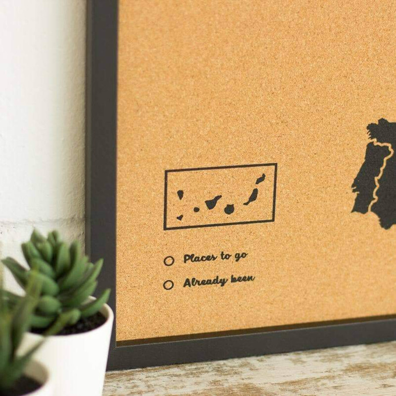 Miss Wood Mapa continental Woody Map Europa negro 90x60cm enmarcado