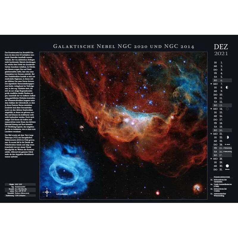 Astronomie-Verlag Calendarios Weltraum-Kalender 2021